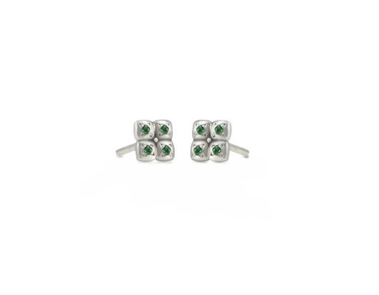 Adel Chefridi Clover Cluster Emerald Stud Earrings