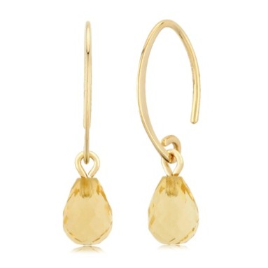 Yellow Gold Citrine Teardrop Earrings