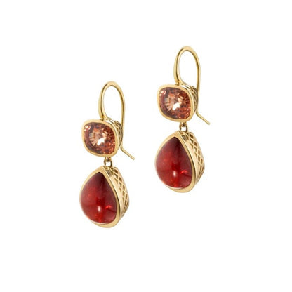 Ray Griffiths Brown Zircon and Garnet Hanging Earrings