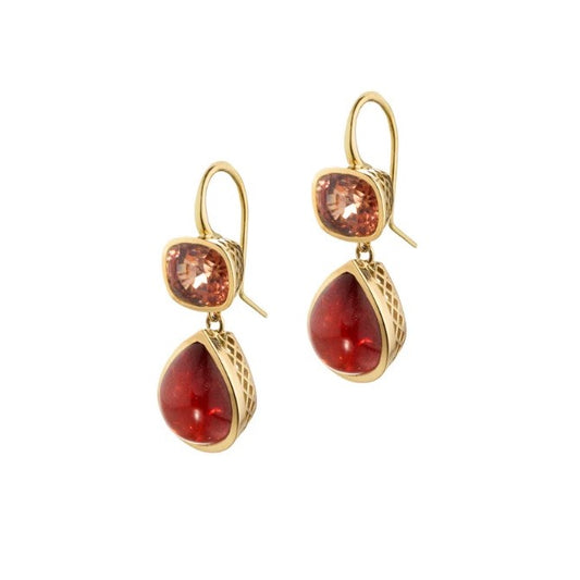 Ray Griffiths Brown Zircon and Garnet Hanging Earrings