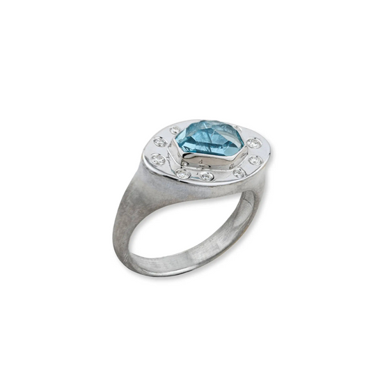 Lika Behar Penelope Aquamarine and Diamond Ring