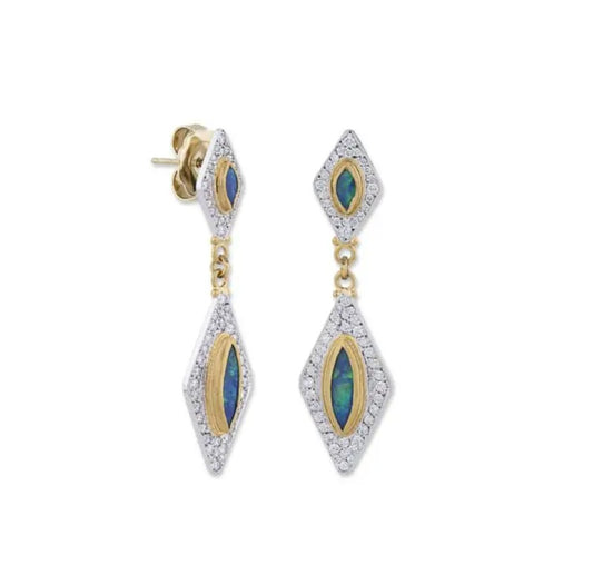 Lika Behar Ocean Opal and Diamond Drop Earrings