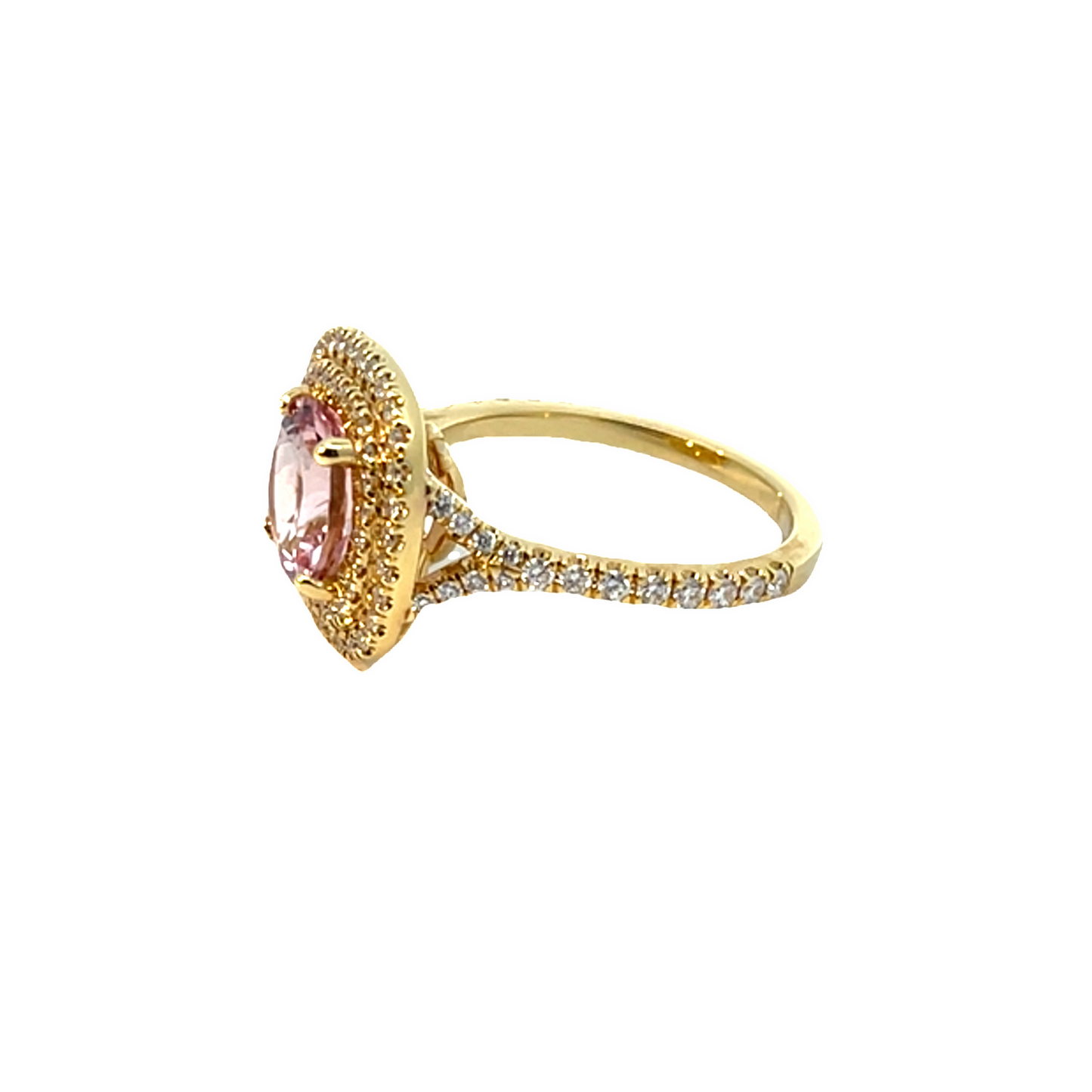 Round Morganite & Diamond Halo Ring