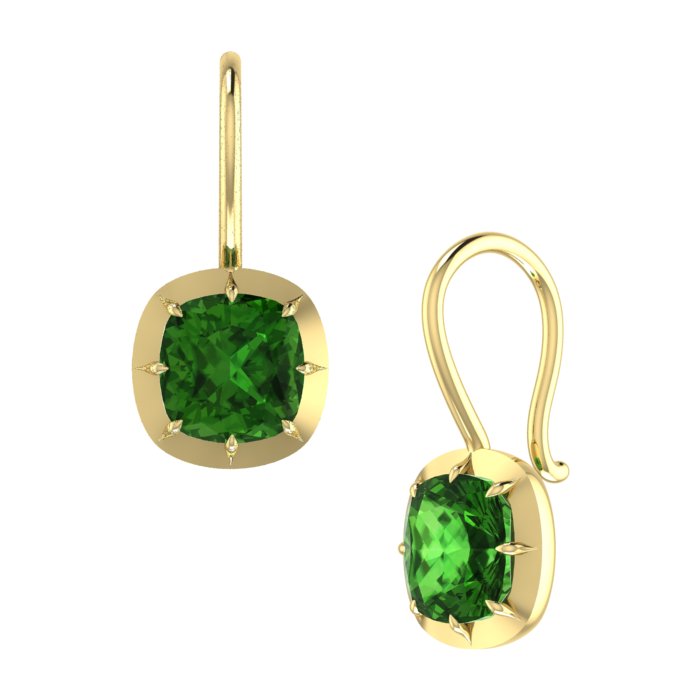 Cushion Cut Green Tourmaline Earrings