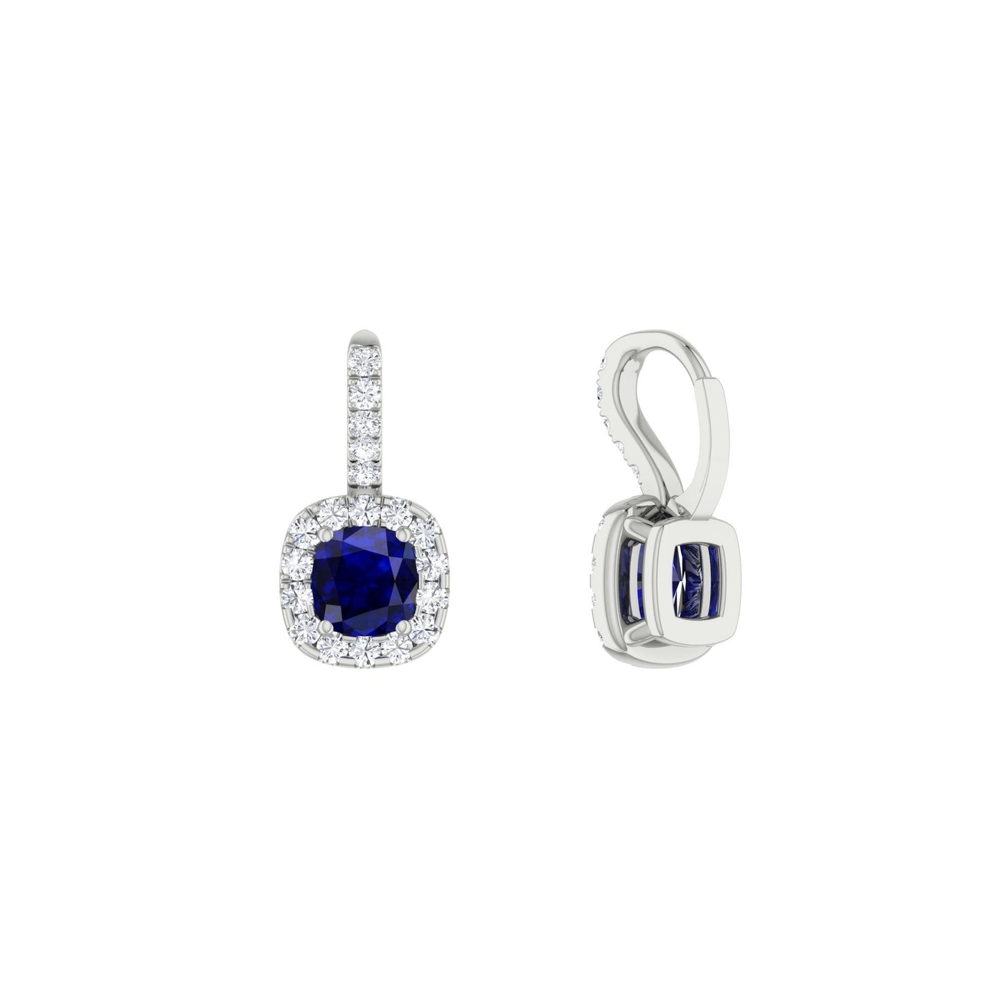 Sapphire & Diamond Halo Earrings