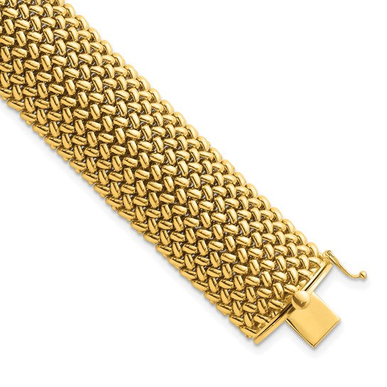 18K yellow gold polished 22 mm mesh bracelet in 7.5 inches with a box