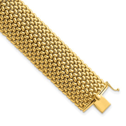 18K yellow gold polished 22 mm mesh bracelet in 7.5 inches with a box