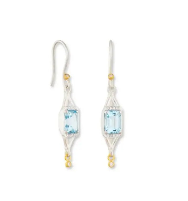 Lika Behar Lantern Blue Topaz and Diamond Earrings