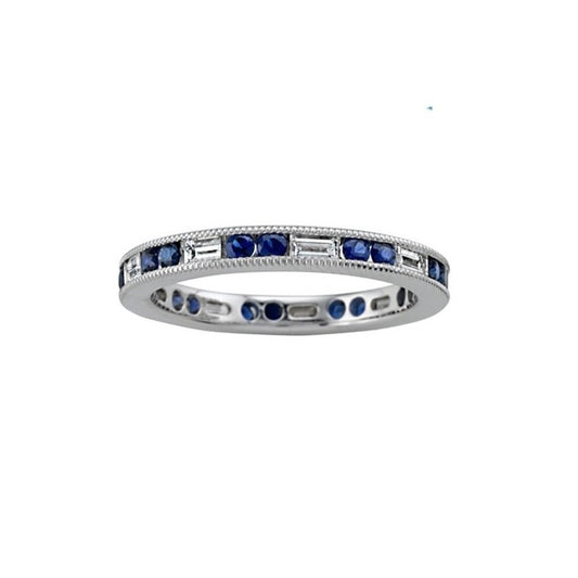 Blue Sapphire and Diamond Eternity Band