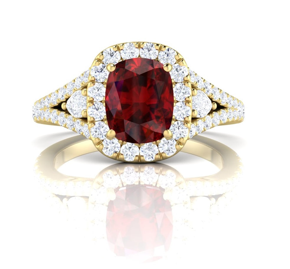 Ruby & Diamond Halo Ring