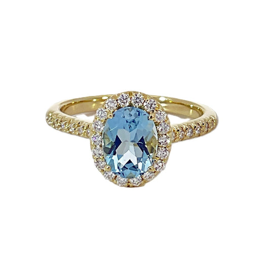 Suna Aquamarine and Diamond Ring