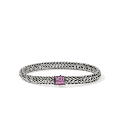 John Hardy Silver Icon Pink Sapphire Bracelet