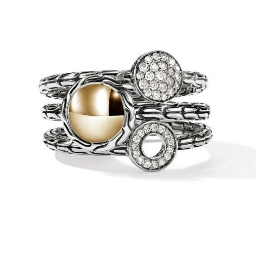 John Hardy Gold and Sterling Silver Diamond Ring
