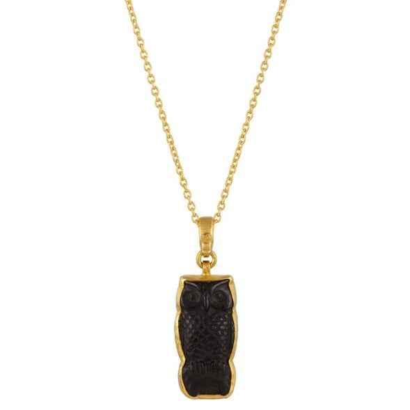 Gurhan Rune Gold Owl Pendant