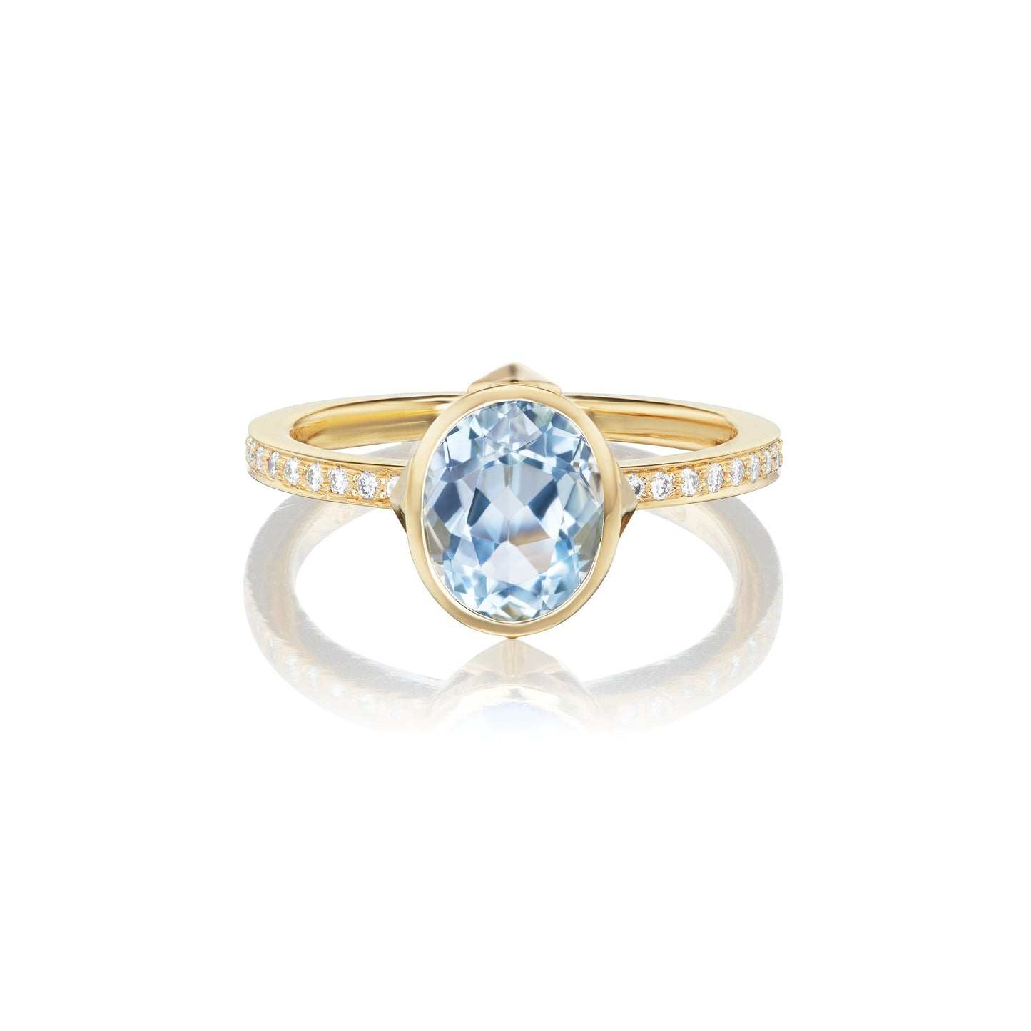Chris Correia Yellow Gold Aquamarine and Diamond Ring