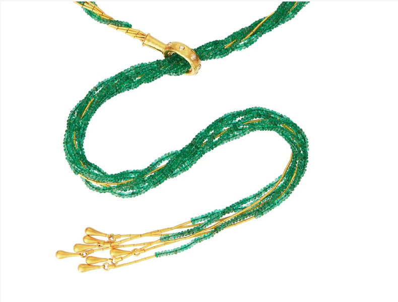 Gurhan Rain Emerald Bead Lariat Necklace