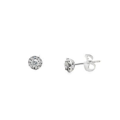 Round Diamond Halo Stud Earrings