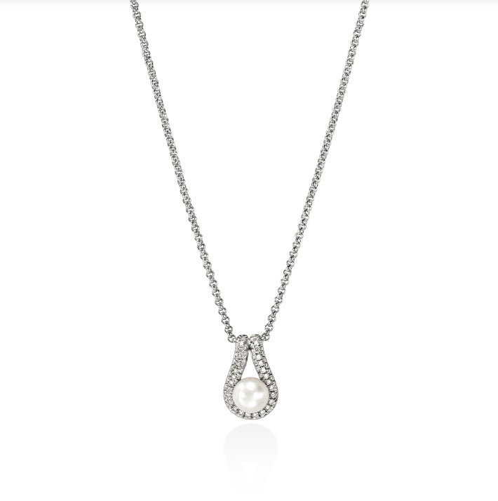 John Hardy Surf Pearl and Diamond Pendant