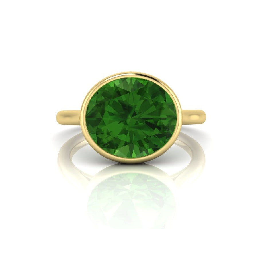 Yellow Gold Green Tourmaline Ring