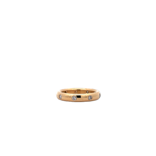 18K yellow gold 3.5 mm burnish eternity band, straight line down cente