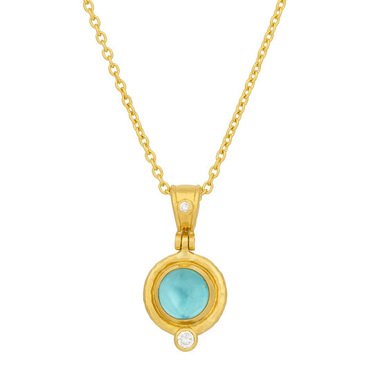 Gurhan Rune Cabochon Apatite & Diamond Pendant