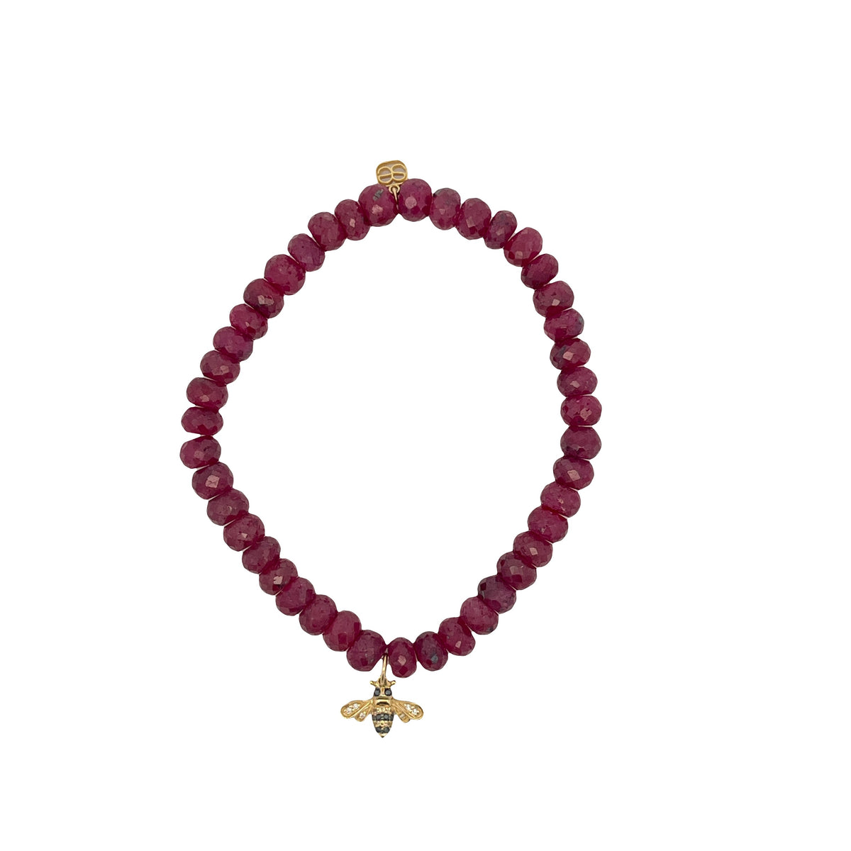 Sydney Evan Ruby Bead and Bumblee Bead Stretch Bracelet