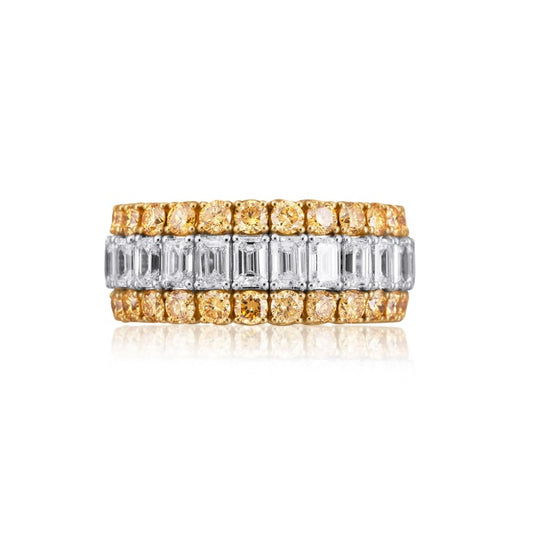 Picchiotti Xpandable™ Emerald and Round Yellow Diamond Band