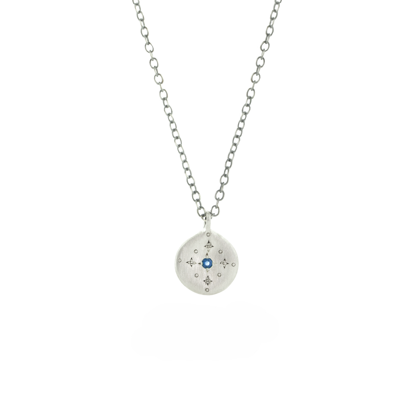 Adel Chefridi Round New Moon Charm Sapphire Pendant