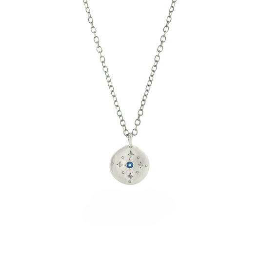 Adel Chefridi Round New Moon Charm Sapphire Pendant