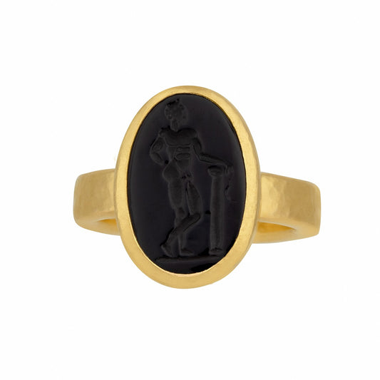 Gurhan Antiquities Oval Black Onyx Intaglio Ring