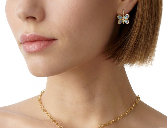 Temple St. Clair Luna Hanging Moonstone Butterfly Earrings