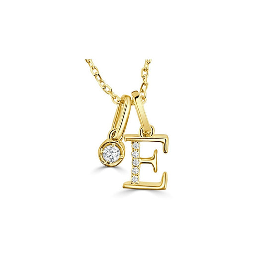 Yellow Gold Diamond Initial E Pendant