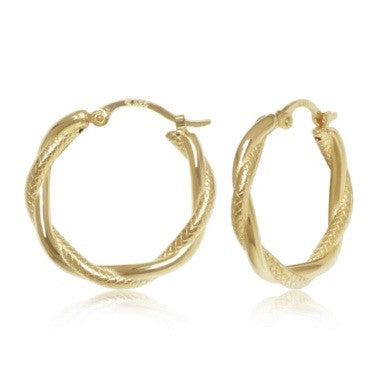 Yellow Gold Twist Hoop Earrings