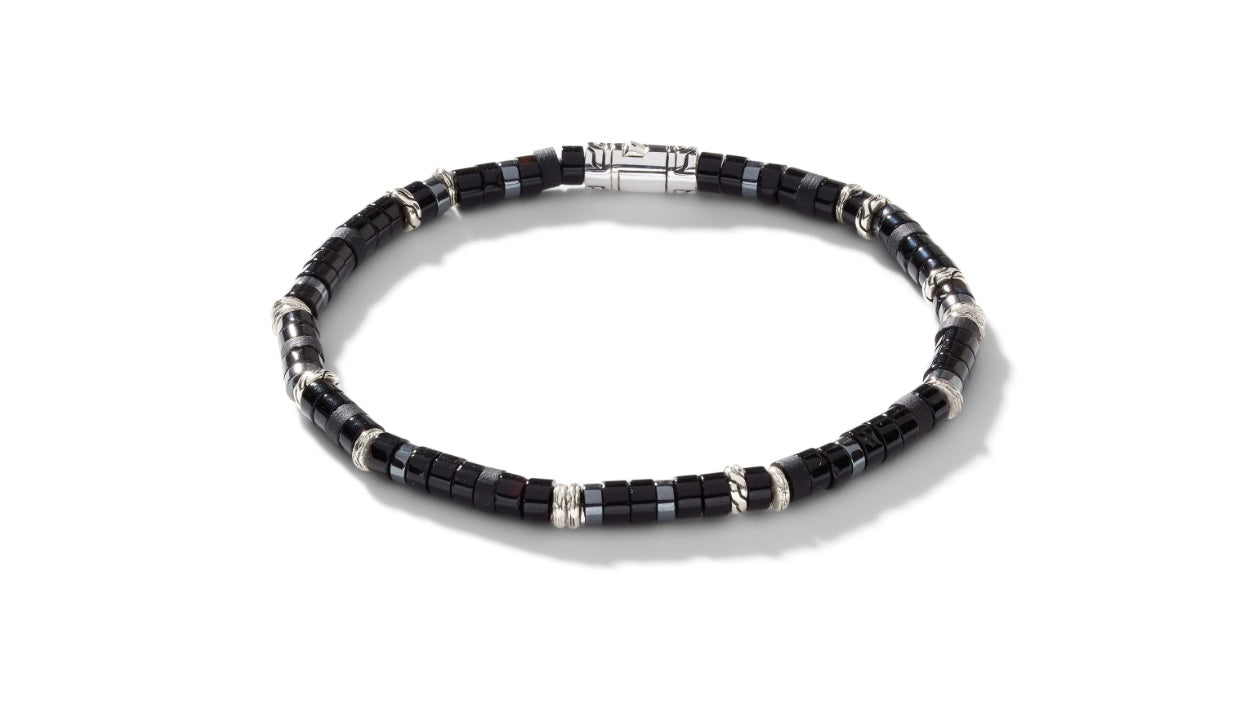 Sterling Silver and Onyx Bead Bracelet