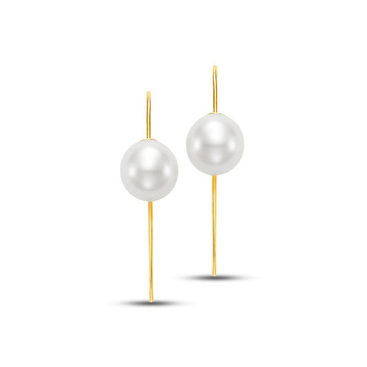 Yellow Gold Freshwater Pearl Drop Earrings