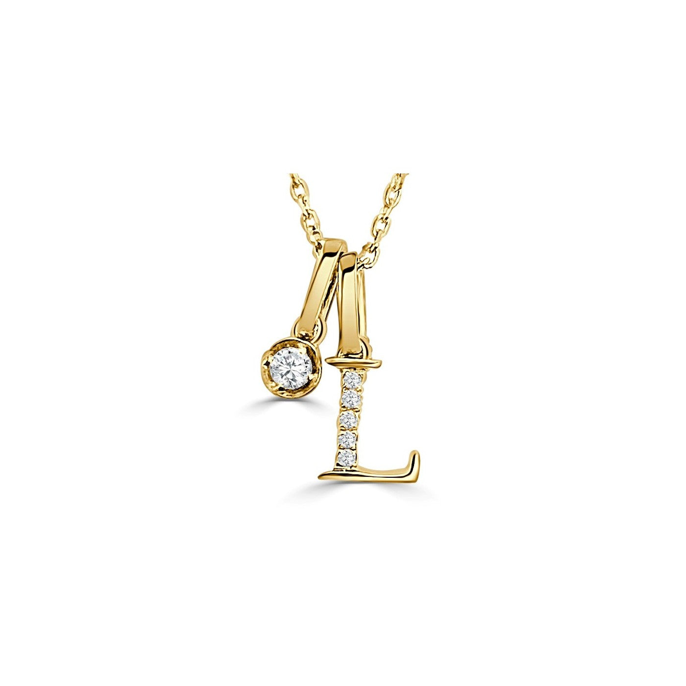 Yellow Gold Diamond Initial L Pendant