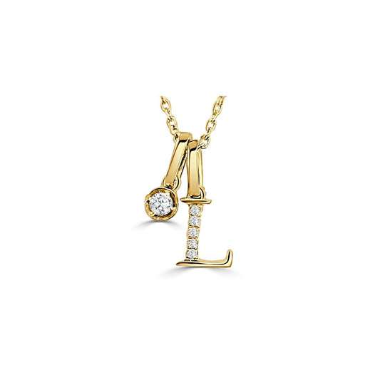 Yellow Gold Diamond Initial L Pendant