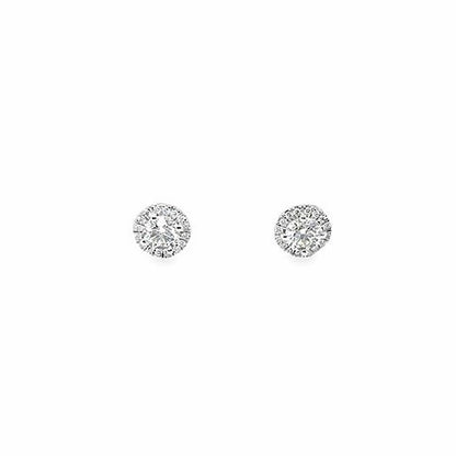 Round Diamond Halo Stud Earrings