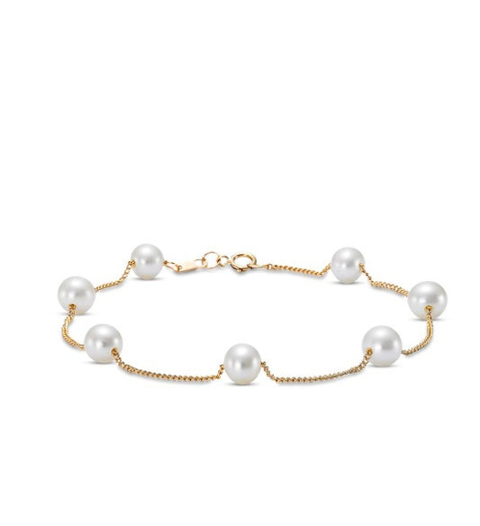 Yellow Gold Freshwater Pearl Bracelet