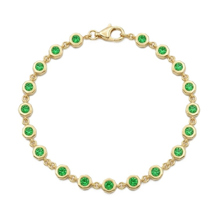 Yellow Gold Emerald and Diamond Bracelet
