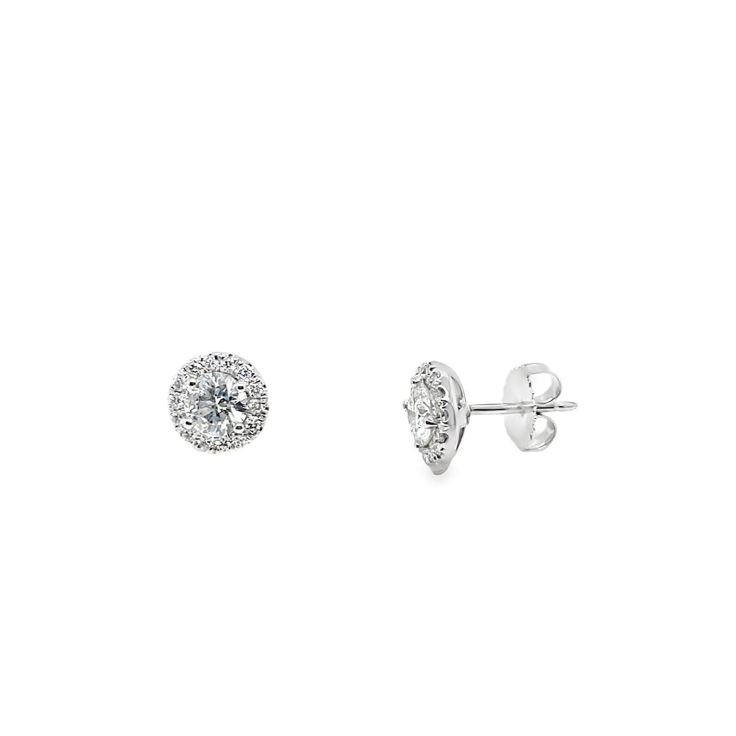 Round Diamond Halo Stud Earrings