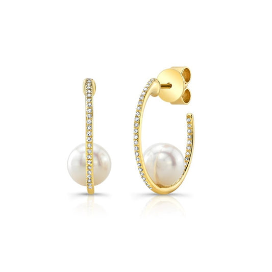 Pearl & Diamond Hoop Earrings