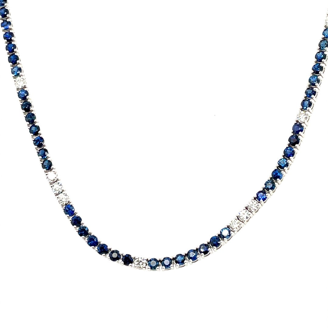 Diamond and Sapphire Tennis Necklace