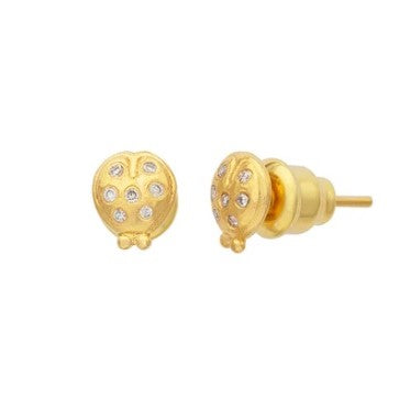 Gurhan Spell Ladybug Stud Earrings with Brilliant Cut Diamonds