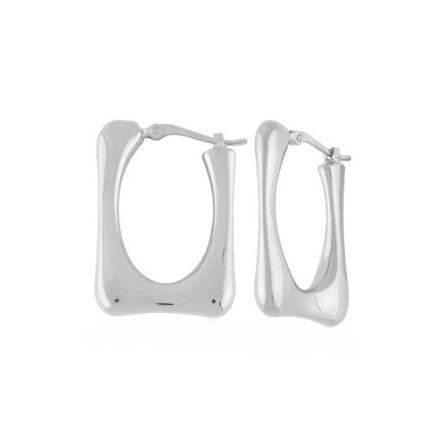 Sterling Silver Square Medium Hoop Earrings