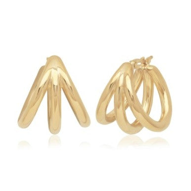 Sterling Silver Vermeil Triple Hoop Earrings