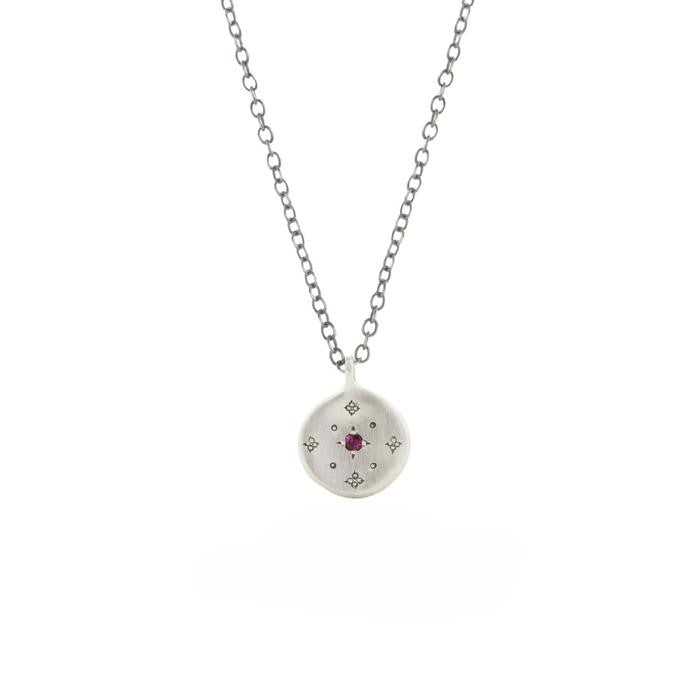 Adel Chefridi Round New Moon Charm Ruby Pendant