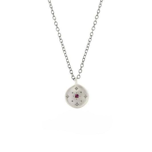 Adel Chefridi Round New Moon Charm Ruby Pendant