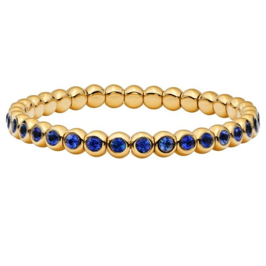 Yellow Gold Blue Sapphire Stretch Bracelet