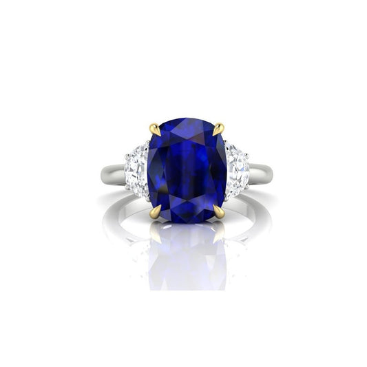 Blue Sapphire and Diamond Ring